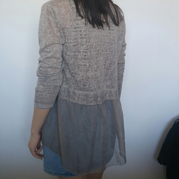 Beige Taupe Thin Knit Crochet Cardigan - Picture 4 of 13